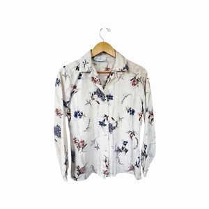 Vintage 70's Lady Holiday Autumnal Floral Blouse M